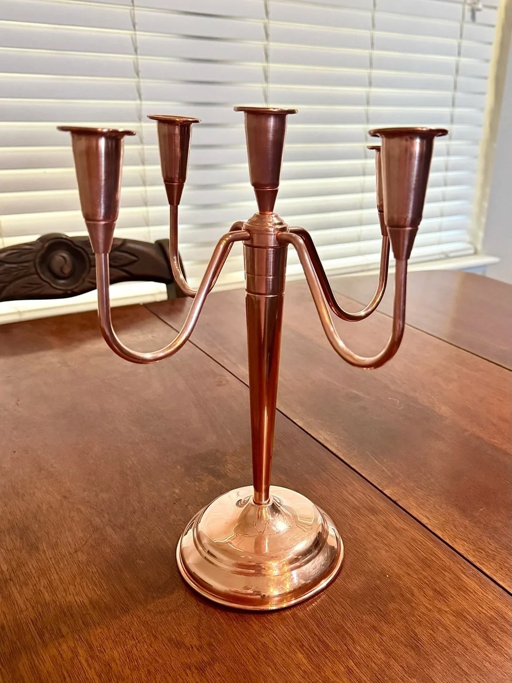 Vintage 1950s Solid Copper 5-Arm Candelabra Centerpiece